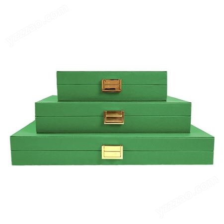 墨绿色高档皮质低调奢华样板间衣帽间整理箱皮质收纳盒收纳箱储物箱
