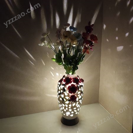 欧美流行现代家居陶瓷镂空花瓶小夜灯无线智能遥控夜灯客厅书房睡房装饰灯智能灯