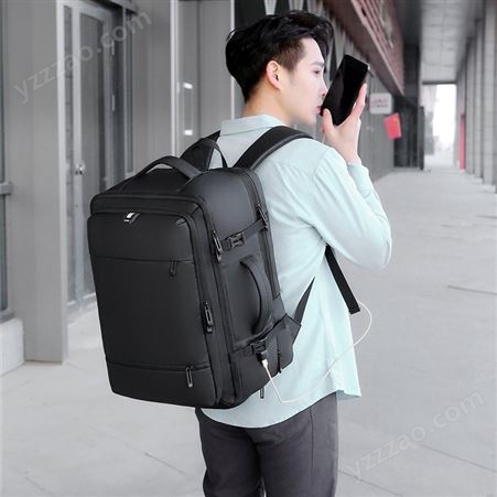 新款扩容防水大容量行李背包男士17寸电脑包商务旅行双肩包男