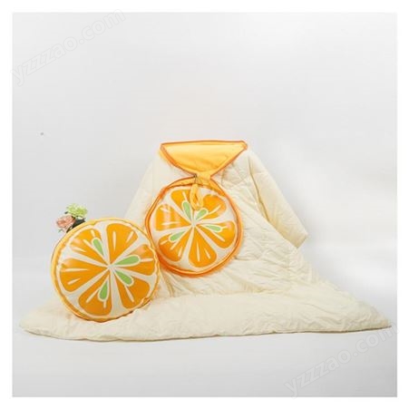 生产定制 创意礼品卡通抱枕被子 两用空调被橘子型抱枕被
