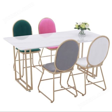 众美德北欧轻奢大理石餐桌椅组合 现代简约休闲餐厅长方形网红吃饭桌子大厂家