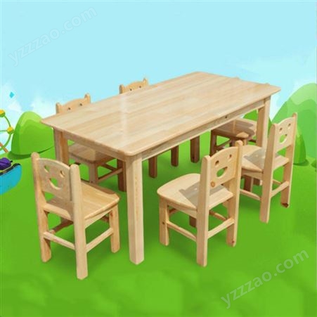 幼儿园桌椅 实木樟子松长方桌 儿童桌椅 早教中心学习桌可定制