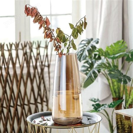 迅想 琥珀玻璃花瓶1816北欧田园家居摆件现代简约插花花器餐厅架卧室装饰瓶