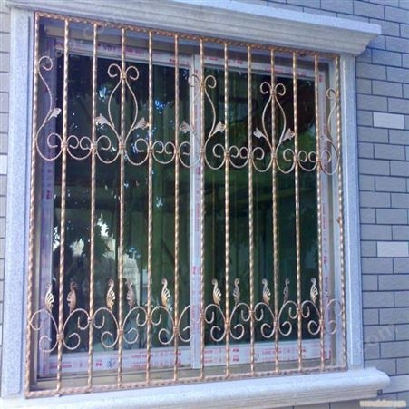 厂家直供别墅室外铁艺防盗窗 艺术窗花 铁艺铁窗 来图定制