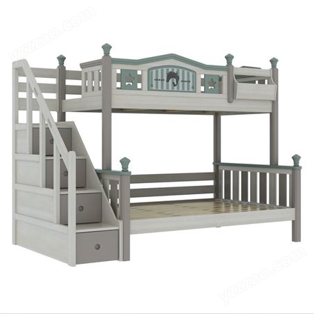 搏德森实木儿童床男孩上下床 子母床高低床上下铺滑梯 多功能组合双层床