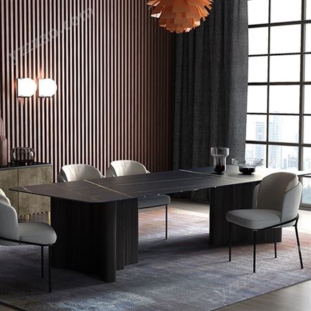 搏德森设计师高定/意式轻奢岩板餐桌饭桌现代方形餐桌椅厂家