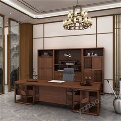 新中式老板办公桌椅组合 现代实木主管大班台总裁桌 办公室家具批发