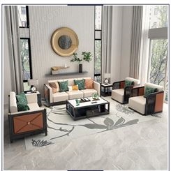 全实木沙发 黑胡桃木新中式沙发组合 现代简约客厅环保家具直供