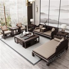 新中式实木沙发直营 现代客厅贵妃沙发 禅意罗汉床组合定制